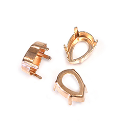 Brass Prong Setting - Open Back - Pear - Drop - Fancy 14x10mm - RAW BRASS